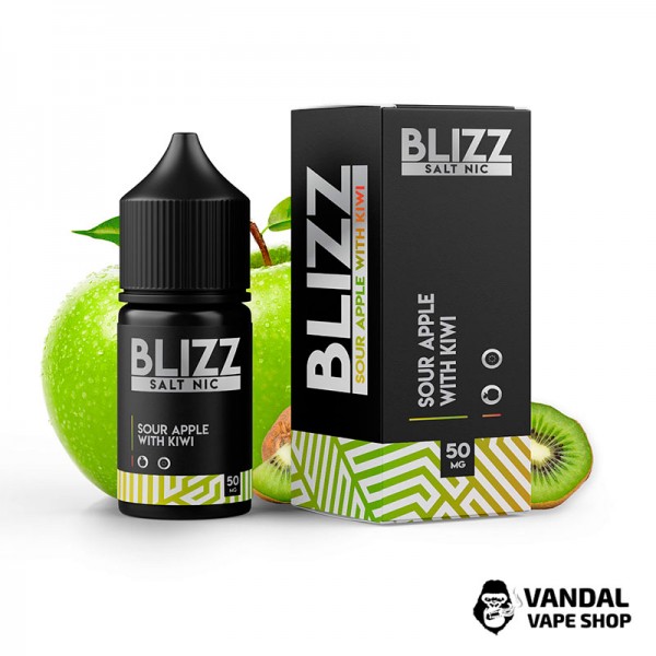 Рідина Blizz Salt 30 мл на сольовому нікотині 30 мг зі смаком кислого яблука та ківі