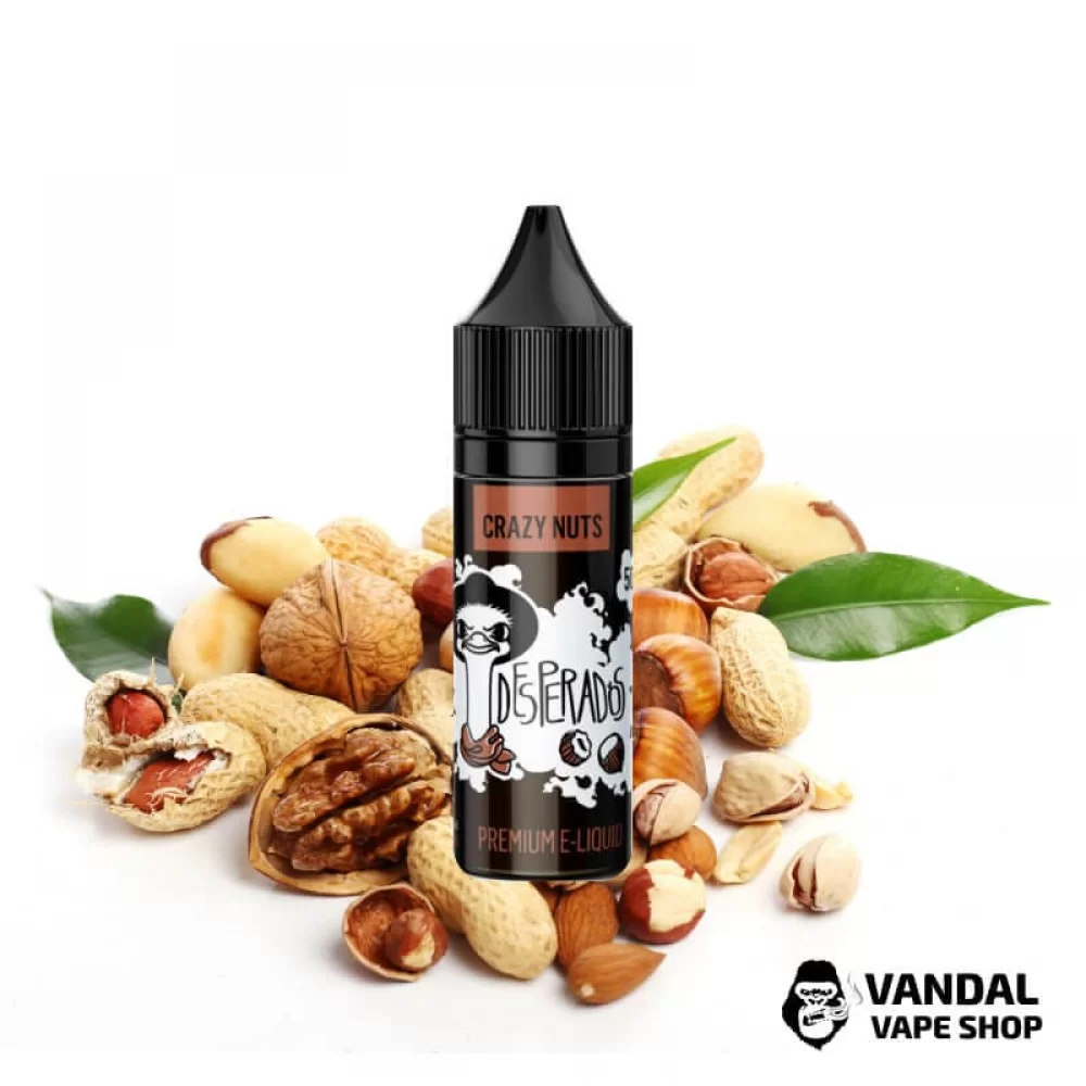 ЖИДКОСТЬ Desperados Salt - Crazy Nuts 15 мл 30 мг НА СОЛЕВОМ НИКОТИНЕ СО ВКУСОМ лесных орешков ЖИДКОСТЬ Desperados Salt - Crazy Nuts 15 мл 30 мг НА СОЛЕВОМ НИКОТИНЕ СО ВКУСОМ лесных орешков