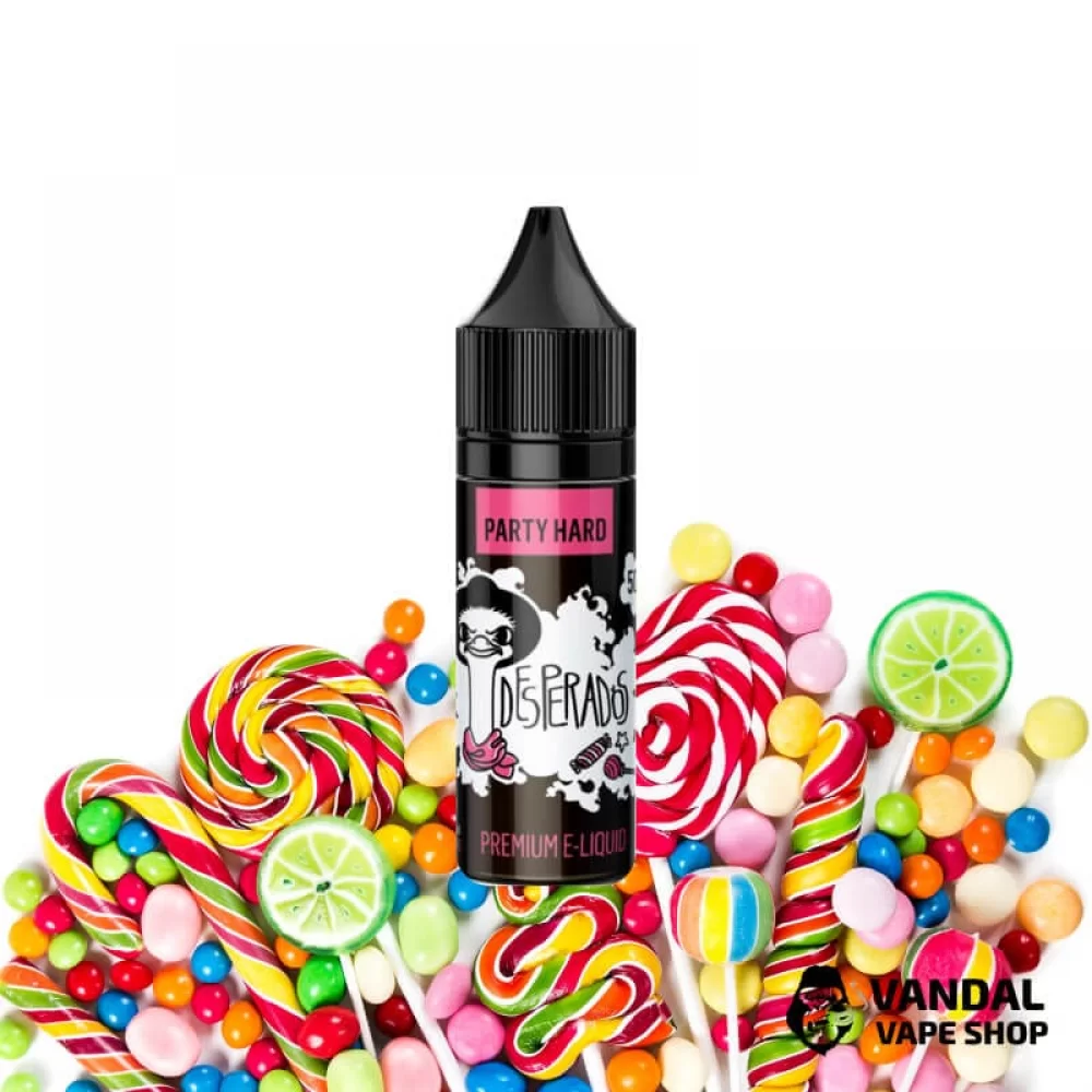 ЖИДКОСТЬ Desperados Salt - Party Hard 15 мл 50 мг НА СОЛЕВОМ НИКОТИНЕ СО ВКУСОМ конфет с фруктами ЖИДКОСТЬ Desperados Salt - Party Hard 15 мл 50 мг НА СОЛЕВОМ НИКОТИНЕ СО ВКУСОМ конфет с фруктами