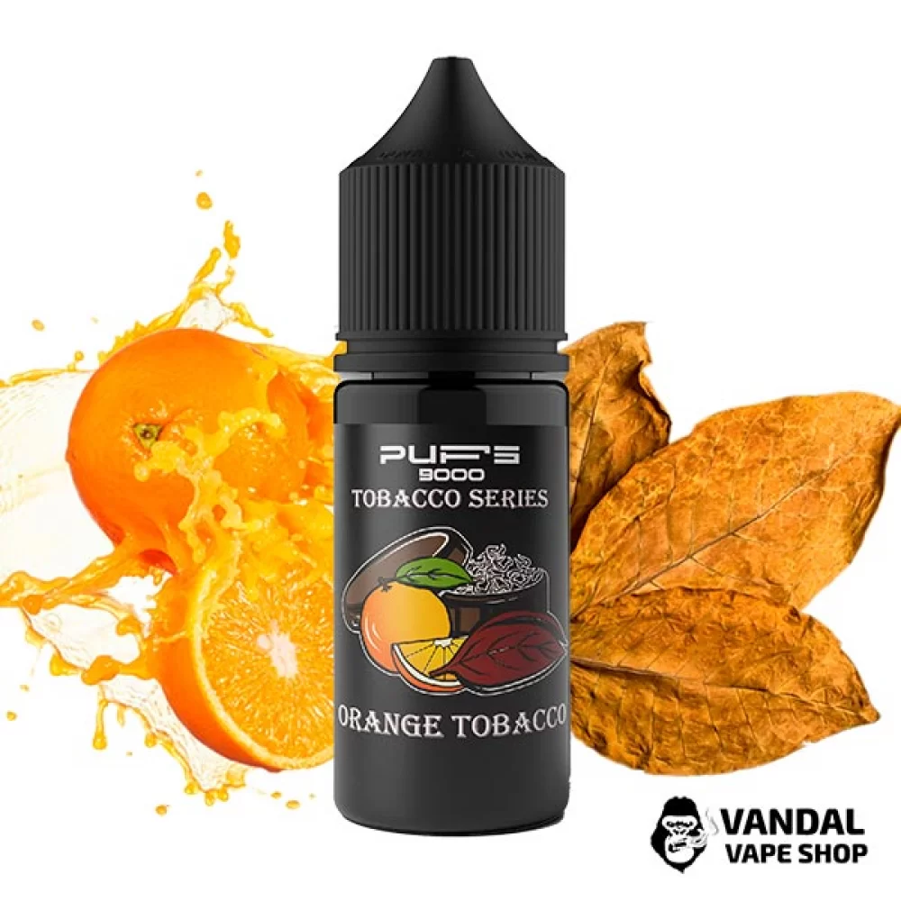 Жидкость PUFS 9000 30 мл на солевом никотине 65 мг со вкусом табака с апельсином Жидкость PUFS 9000 30 мл на солевом никотине 65 мг со вкусом табака с апельсином