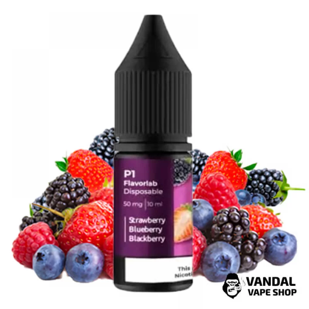ЖИДКОСТЬ Flavorlab P1 10 мл НА СОЛЕВОМ НИКОТИНЕ 50 мг со вкусом клубники, черники и ежевики