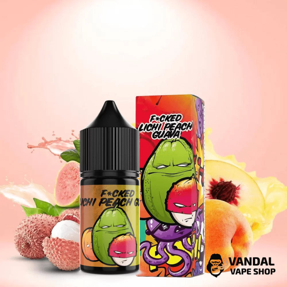 Жидкость Fucked Salt - 30 мл 50 мг на солевом никотине со вкусом личи, персика и гуавы Жидкость Fucked Salt - 30 мл 50 мг на солевом никотине со вкусом личи, персика и гуавы