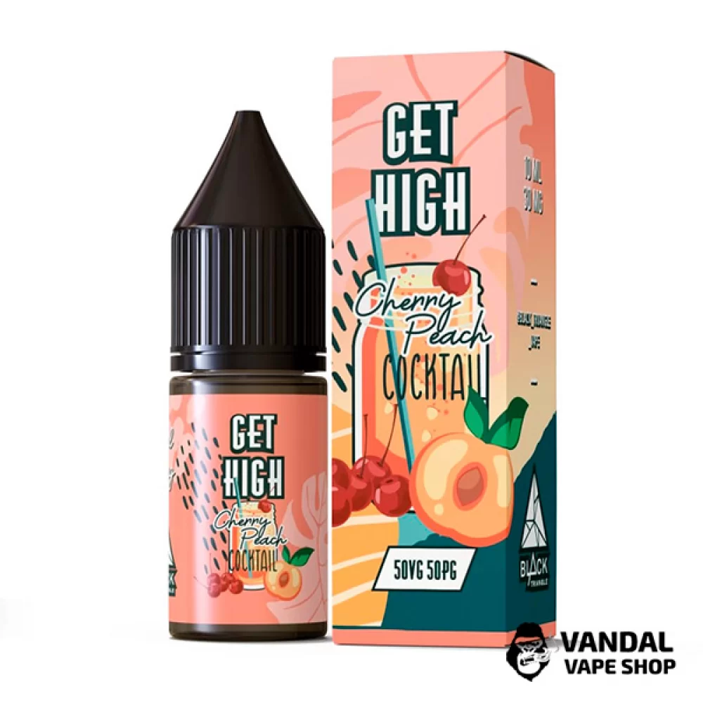 ЖИДКОСТЬ Get High - 10 мл НА СОЛЕВОМ НИКОТИНЕ 30 мг со вкусом вишнево-персикового коктейля