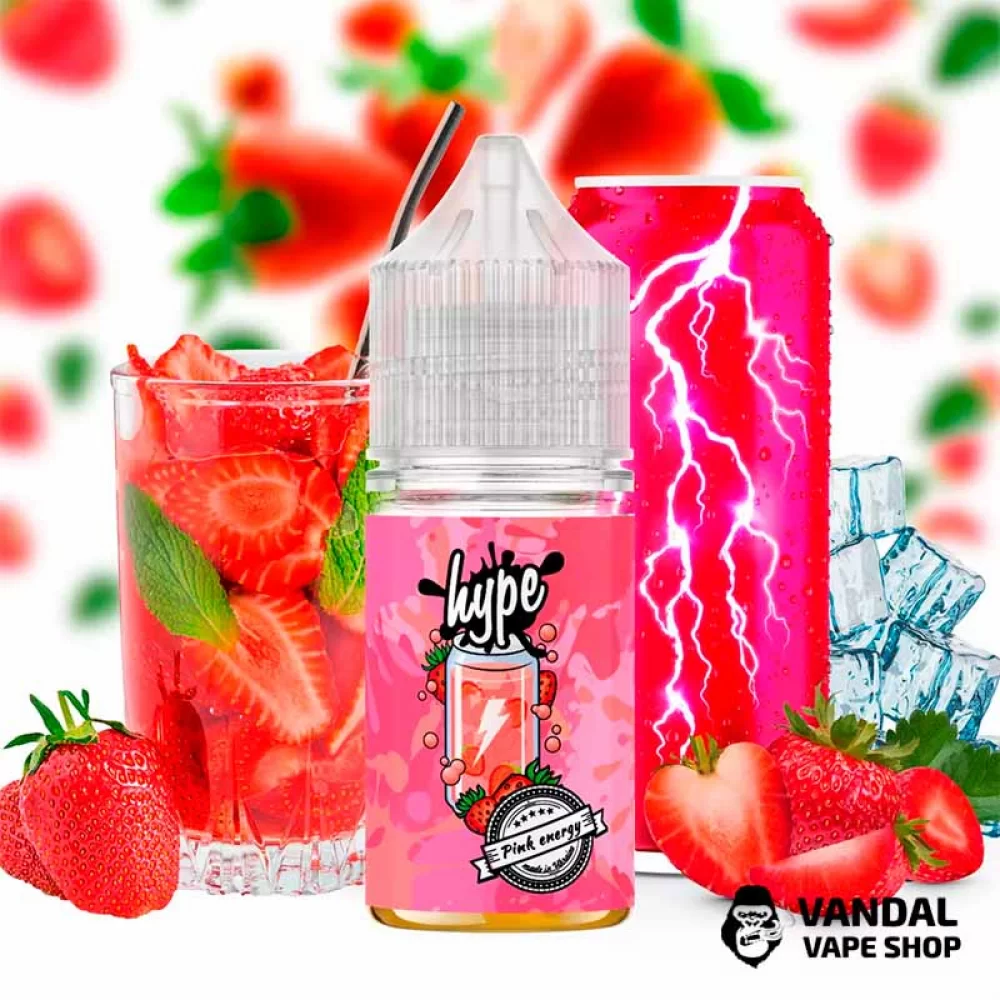 Жидкость Hype 30 мл 15 мг на солевом никотине со вкусом клубничного энергетика Жидкость Hype 30 мл 15 мг на солевом никотине со вкусом клубничного энергетика