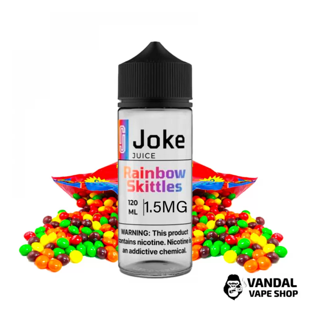 Жидкость Joke 120 мл на органическом никотине 1.5 мг со вкусом конфет Skittles Жидкость Joke 120 мл на органическом никотине 1.5 мг со вкусом конфет Skittles