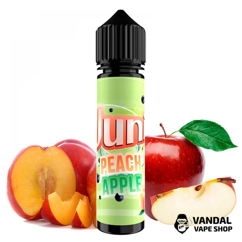 Рідина Juni 60 мл на органічному нікотині 1.5 мг зі смаком персика та яблука Рідина Juni 60 мл на органічному нікотині 1.5 мг зі смаком персика та яблука