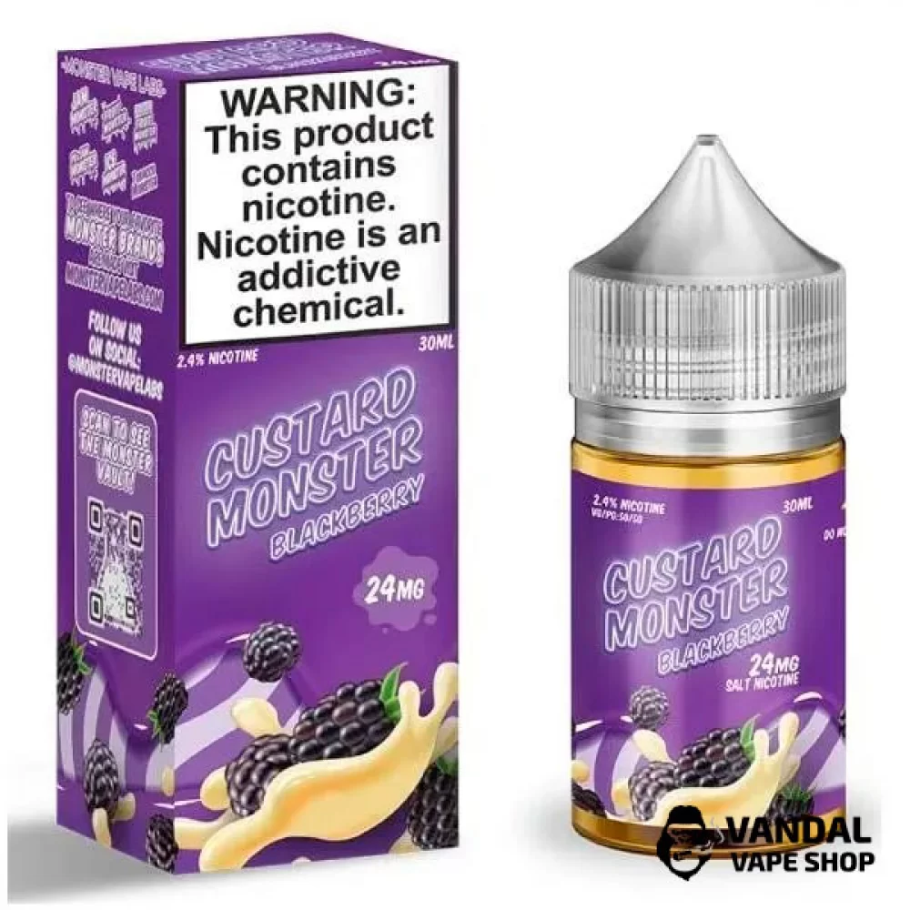 Премиальная солевая жидкость Custard Monster Salt 30 мл 48 мг со вкусом заварного крема и ежевики