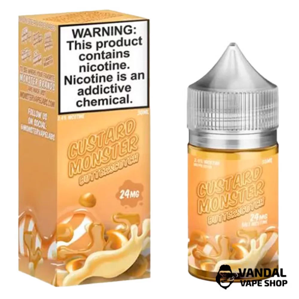 Премиальная солевая жидкость Custard Monster Salt 30 мл 48 мг со вкусом заварного крема и ириски Премиальная солевая жидкость Custard Monster Salt 30 мл 48 мг со вкусом заварного крема и ириски