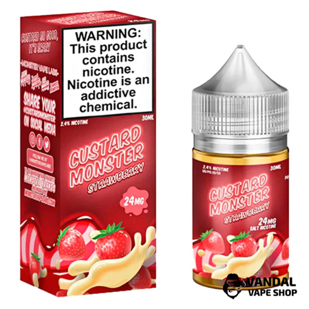 Преміальна сольова рідина Custard Monster Salt 30 мл 48 мг зі смаком заварного крему та полуниці