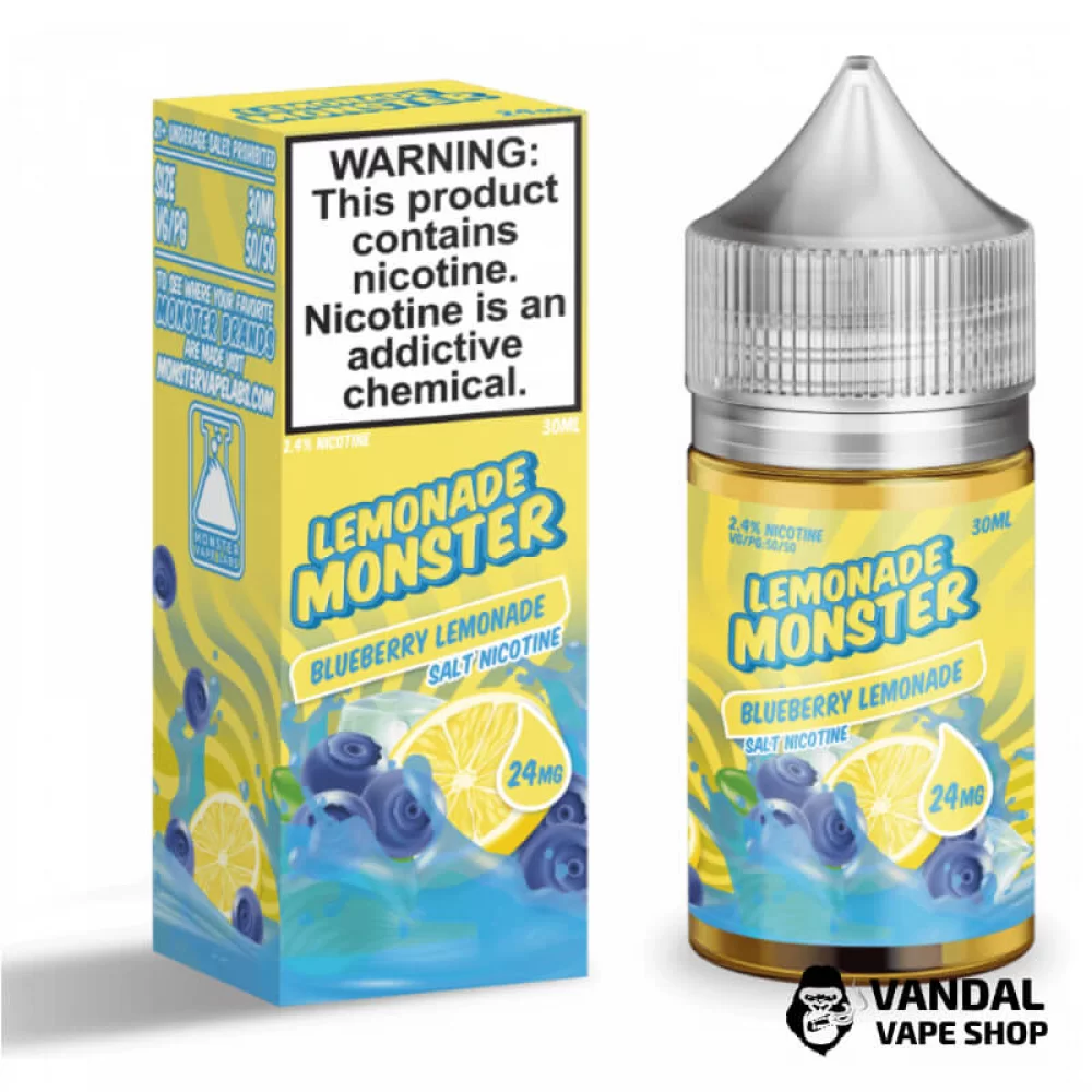 Премиальная солевая жидкость Lemonade Monster Salt 30 мл 24 мг со вкусом черничного лимонада