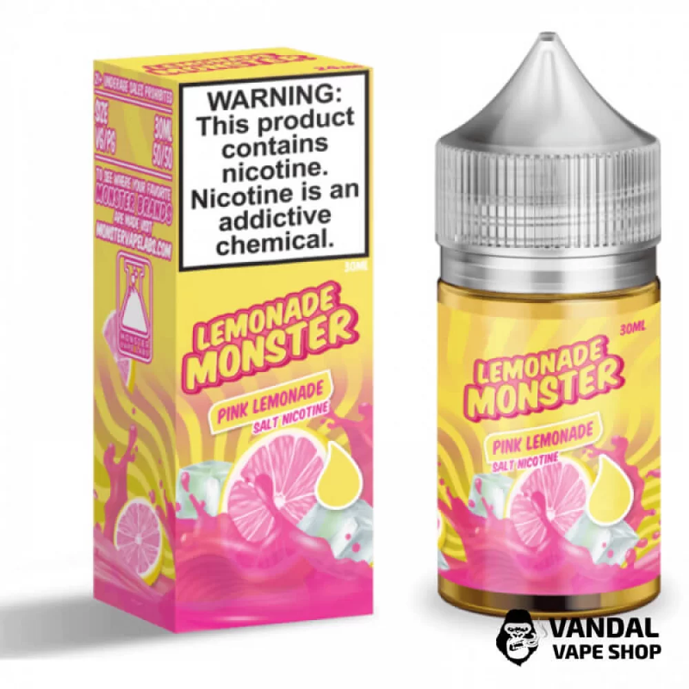 Премиальная солевая жидкость Lemonade Monster Salt 30 мл 24 мг со вкусом розового лимонада
