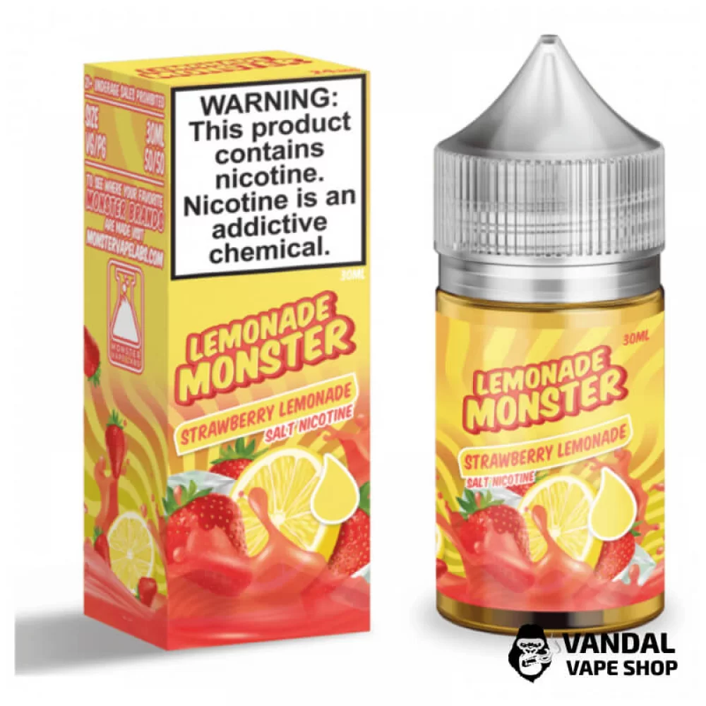 Премиальная солевая жидкость Lemonade Monster Salt 30 мл 24 мг со вкусом клубничного лимонада