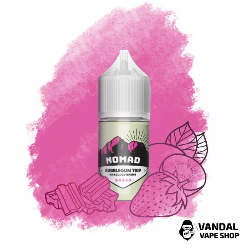 Жидкость NOMAD Salt 30 мл 50 мг на солевом никотине со вкусом жвачки с клубникой и киви Жидкость NOMAD Salt 30 мл 50 мг на солевом никотине со вкусом жвачки с клубникой и киви