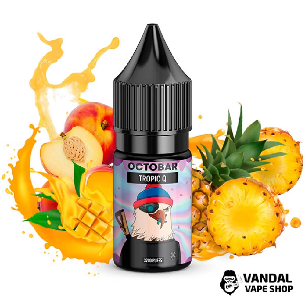 ЖИДКОСТЬ Octobar 10 мл НА СОЛЕВОМ НИКОТИНЕ 50 мг со вкусом манго, ананаса и персика ЖИДКОСТЬ Octobar 10 мл НА СОЛЕВОМ НИКОТИНЕ 50 мг со вкусом манго, ананаса и персика