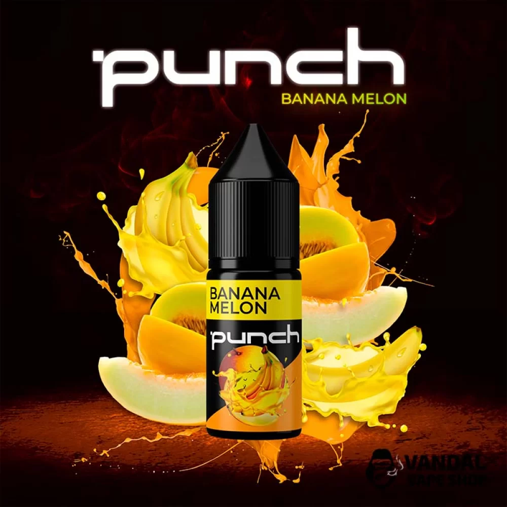 Рідина Punch 15 мл, 65 мг на сольовому нікотині зі смаком банана і дині Рідина Punch 15 мл, 65 мг на сольовому нікотині зі смаком банана і дині