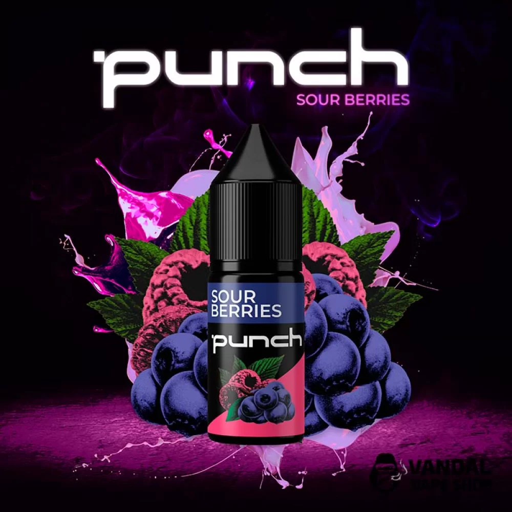 Рідина Punch 15 мл, 50 мг на сольовому нікотині зі смаком малини та чорниці Рідина Punch 15 мл, 50 мг на сольовому нікотині зі смаком малини та чорниці
