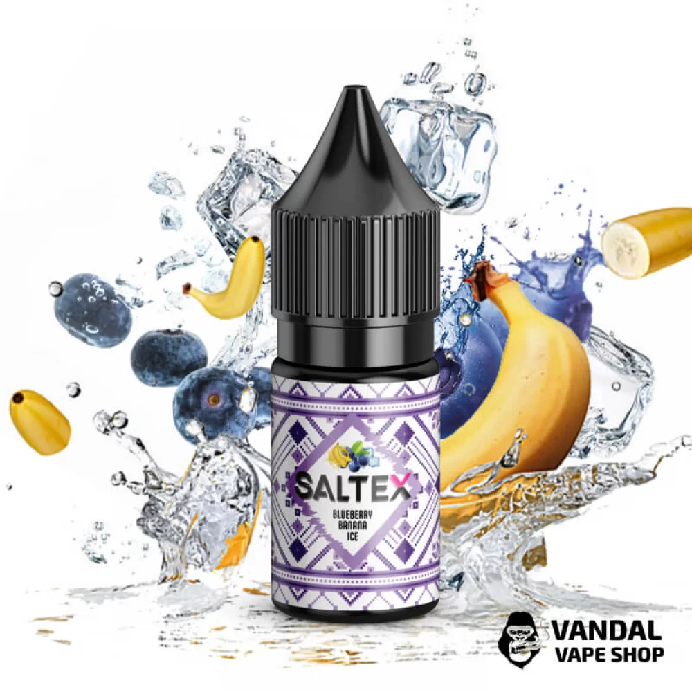 Рідина Saltex UA 10 мл, 50 мг на сольовому нікотині зі смаком чорниці та банану з холодком